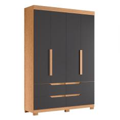 Guarda Roupa Solteiro Doble 4 Portas E 4 Gavetas Freijó-titanium - Móveis Albatroz Freijó-titanium