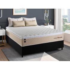 Conjunto Cama Box c/ Molas Ensacadas Alford Bege Casal 138x188x66 - Ki