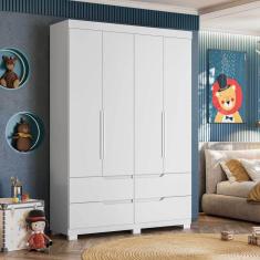 Guarda Roupa Infantil 4 Portas 4 Gavetas Circus Branco