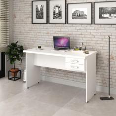 Mesa Escrivaninha De Escritório 1,20m Tampo 30mm C-02gavetas Branco Chess