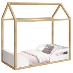 Mini Cama Montessoriana Zoe Branco Acetinado Pinus Natural  Reller