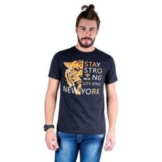 Camiseta Mister Fish Estampado Stay Strong Ney York City Masculina-Masculino