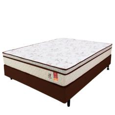 Cama Box Casal Colchão Molas Ensacadas + Box Microfibra Marrom Bf Colc