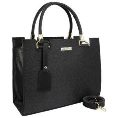 Bolsa Handbag Feminina com Ziper e Alças Fixas e Transversal Removivel-Feminino