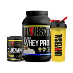 Kit Ultra Whey Pro 900g + Glutamina 300g + Coqueteleira - Universal-Unissex