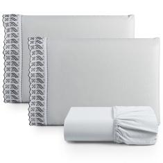 Jogo de Lençol Lese Percal 180 Fios King  3 Peças Barato - Cinza