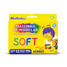 Massinha Soft 12 Cores Acrilex - Kit Com 12 Cores