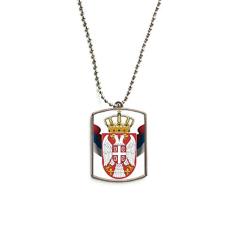 DIYthinker Sérvia National Emblem Country Corrente de aço inoxidável com pingente de identificação para cães Colar para animais de estimação