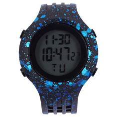 Relógio esportivo de LED para meninos e à prova d'água, pulseira de poliuretano eletrônica, relógio masculino com alarme luminoso, cronômetro de pulso para estudantes e crianças (azul), Azul, 13.5X9.5CM
