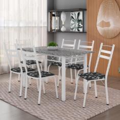 Conjunto De Mesa Itália Com 6 Cadeiras 1,40m Artefamol Granito / Branco
