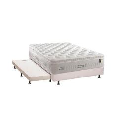 Cama Box c/Auxiliar Casal: Colchão Anjos MasterPocket Impressione + Base CRC Courano Branco(138x188)