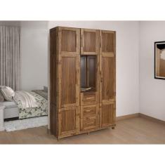 Guarda-roupa Solteiro com Espelho 7 Portas 3 Gavetas Belém Capelinha Ypê