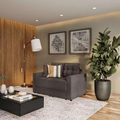 sofá 2 lugares retrátil hanover suede grafite 140 cm