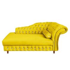 Divã Chesterfield Juliette 160cm Pés Chanfrado Suede Amarelo