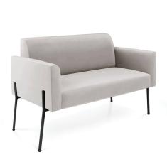 Sofá Namoradeira 2 Lugares Pé De Ferro Preto Marisa Veludo D03 - D`rossi Cor Cinza