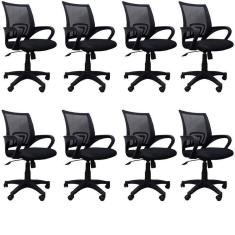 Conjunto 8 Cadeiras de Escritório Giratória Office Santiago Preto