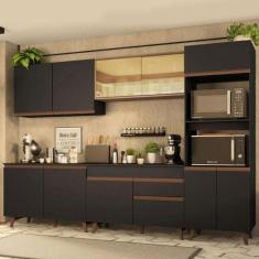 Cozinha Completa Madesa Reims 310001 com Armário e Balcão - Preto/Rust