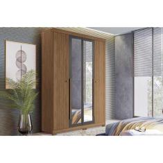 Guarda Roupa Solteiro 4 Portas e 2 Gavetas c/ Espelho e Pés Buriti Jat