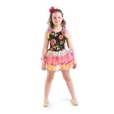 Fantasia Festa Junina Infantil Tule Colorido + Presilhas - Fantasias C