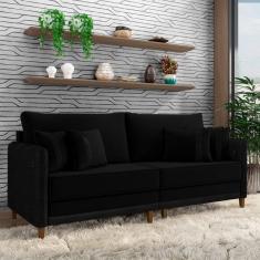 Sofá Living Montecarlo 2 Lugares Bipartido 192cm Pés Em Madeira Veludo-pu Preto G33 Gran Belo