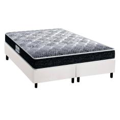 Cama Box Queen: Colchão Espuma D33 Probel /Ep Advanced Tech1500 + Base Crc Suede White(158X198)