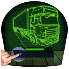 Luminária Led 3D Caminhão Abajur 1 - 3D Fantasy, Verde, Bivolt