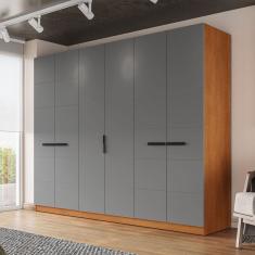 Guarda Roupa 6 Portas 4 Gavetas Lisboa Freijó/Cinza