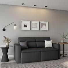 Sofá 3 Lugares Retrátil e Reclinavél Bremerhaven Suede Grafite 180 cm