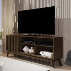 Rack Para Tv Até 55 Polegadas Retrô Ripado Malbec Wood Giga Móveis Cedro