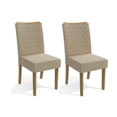 Cadeira Sala De Jantar 2cad129fr Kit 2 Un Freijó/linho Bege - Kappesberg