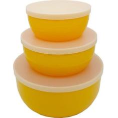 Trio Potes P M G Amarelo com Tampas - Fábrica de Utilidades