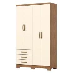 Guarda Roupa Solteiro City 4 Portas 3 Gavetas Nature Off White - Henn