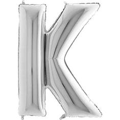 Balão Metalizado Prata Letra K - 1 Metro