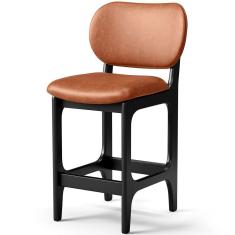 Banqueta Baixa Bar Cozinha E Sala De Jantar Fixa Betta L02 Preto Couríssimo Camel - Lyam Decor