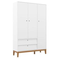 Guarda Roupa Infantil Unique 3 Portas 2 Gavetas MDF Branco Soft Eco Wood