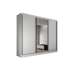 Guarda Roupa Casal Toulon-Sonetto Plus 3 Portas de Correr 6 Gavetas MDF Neve Móveis Novo Horizonte