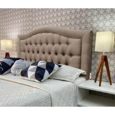 Cabeceira Casal 140X60cm Sophia Provençal Linho Bege fixação parede Or