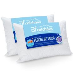 Kit 2 Travesseiro Flocos De Espuma Viscoelástica Antialérgico Macio NASA 50x70x14cm BF Colchões