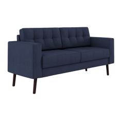 Sofá 2 Lugares Living Suede Azul Marinho