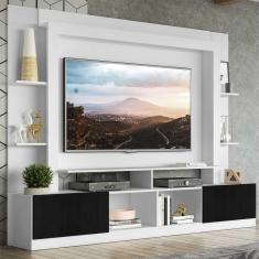 Rack Estante c/ Painel TV 65" e 2 portas Oslo Multimóveis Branco/Preto