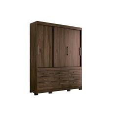 Guarda Roupa 3 Portas De Correr E 9 Gavetas C/ Pés Click 3.9 Ébano - Santos Andirá