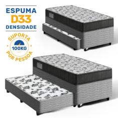 Cama Box Bicama com Colchão de Espuma D33 Ortobom ISO 100 + Auxiliar d