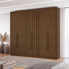 Guarda Roupa Casal 6 Portas Ripado Grécia Conquista Móveis, Cacau