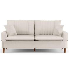 Sofá 3 Lugares 180cm com Almofadas Veras D05 Linho Cru - Mpozenato, Cr