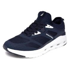 Nautica Tênis de corrida masculino esportivo moderno com cadarço macio para academia tênis masculino – acolchoado, respirável, leve e confortável, Gobi branco marinho, 41