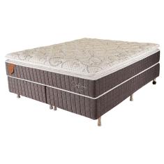 Cama Box King Size (Box + Colchão) 193X203X67 Safira Prorelax Molas Ensacadas Pillow Top Viscoelástico - Cinza