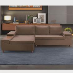 Sofá 3 Lugares com Chaise e Entrada USB Clássico Invertido Estofart