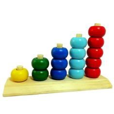 Brinquedo Jogo Gamão Ábaco 1-5 Educativo Pedagógico Madeira, Coral