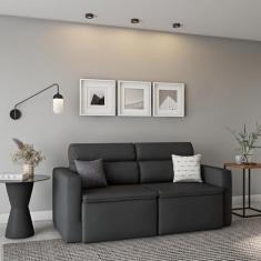 Sofá 3 Lugares Retrátil e Reclinavél Bremerhaven Suede Grafite 180 cm 