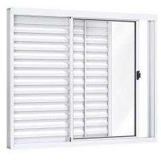 Janela Veneziana de Correr Alumínio 3 Folhas Riobras 100cmx100cm Branco